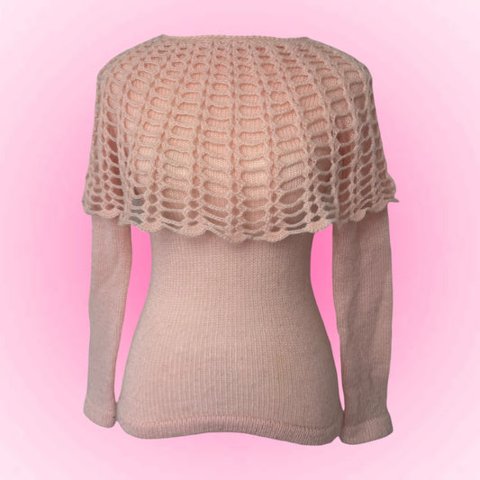 Pink Crochet Knit Longsleeve Y2K Fairy (S)