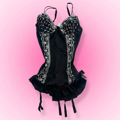 Black Lace Y2K Babydoll Corset (M)