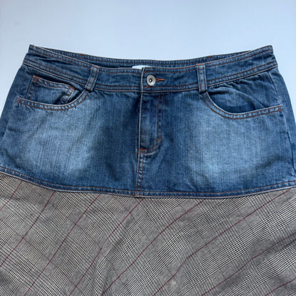 Denim & Plaid Mini Skirt (M)