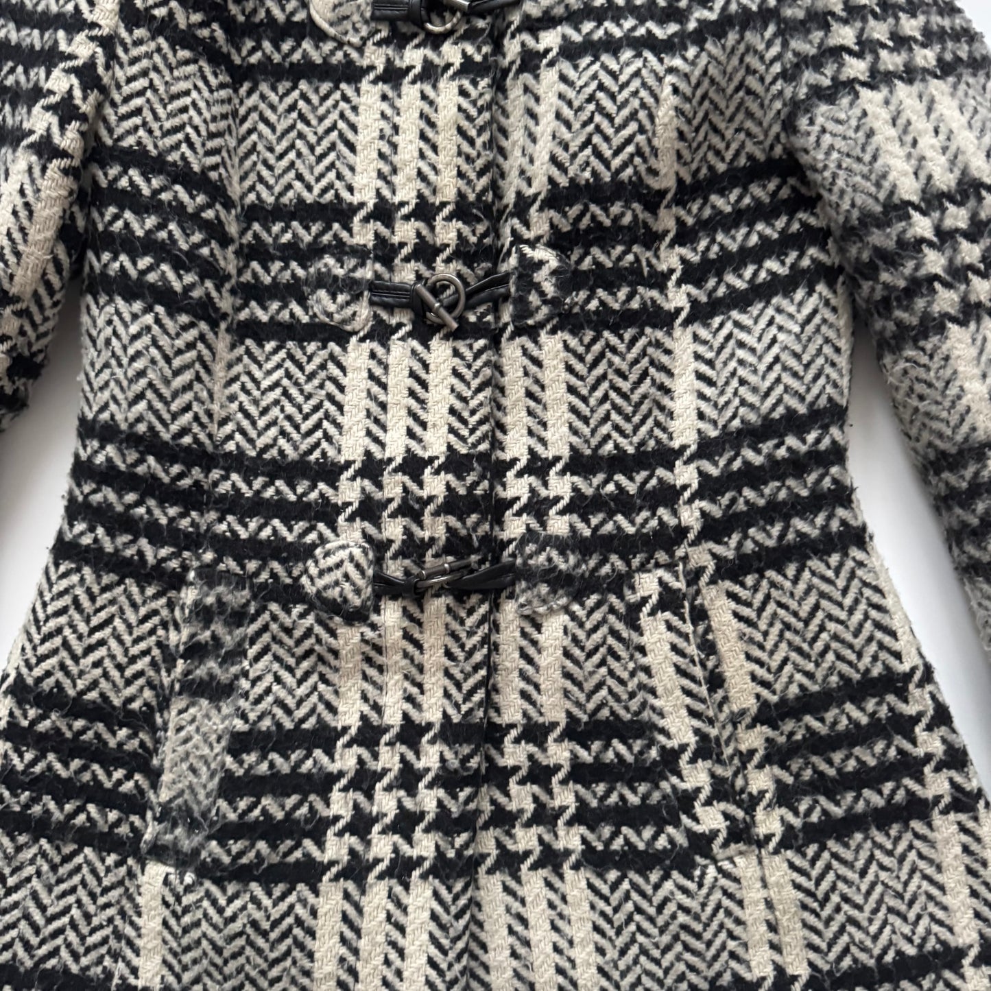 Black & White Plaid Coat (S)