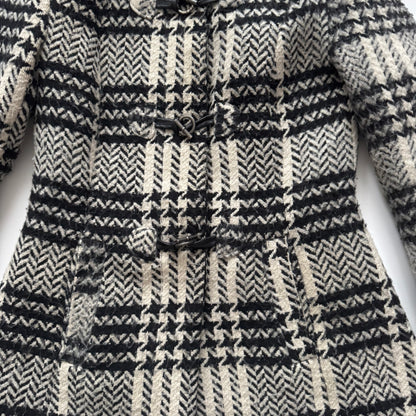 Black & White Plaid Coat (S)