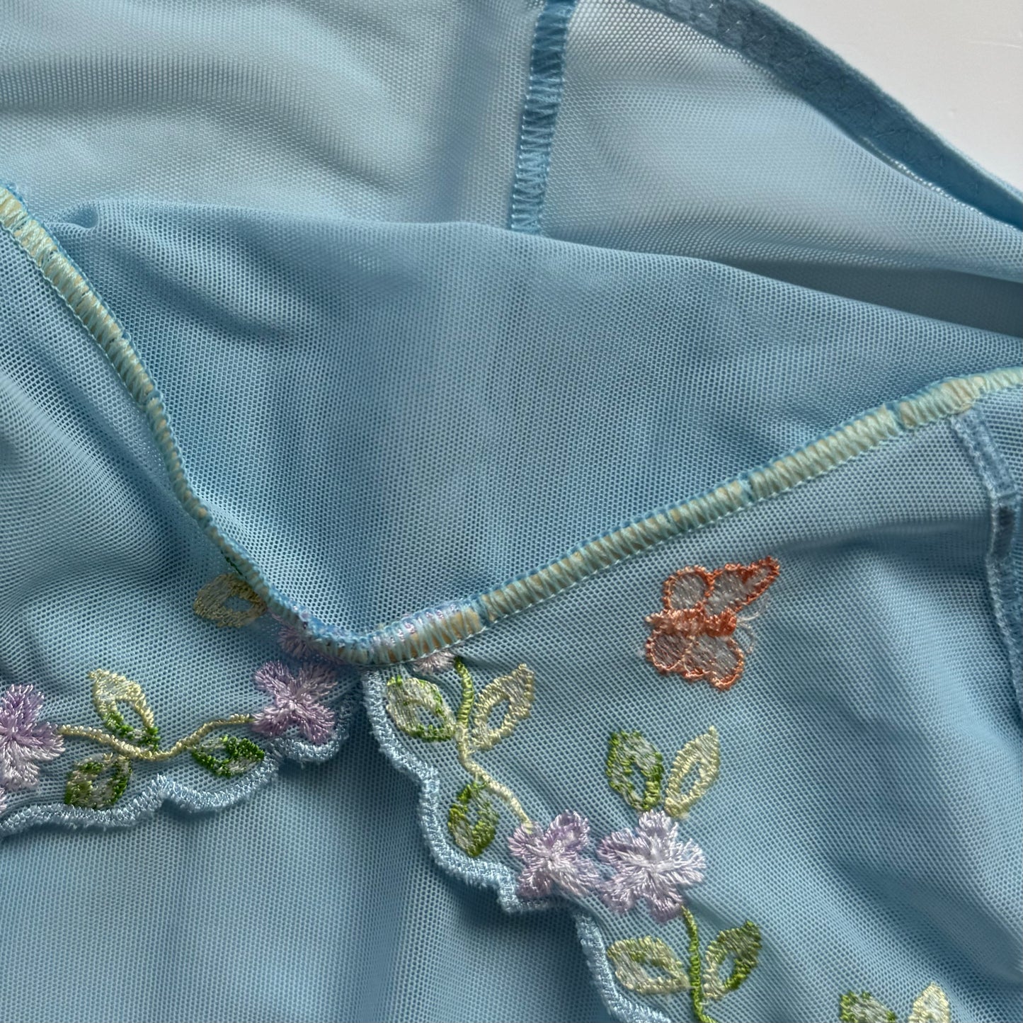 Blue Floral Embroidered Coquette Set (M/L)