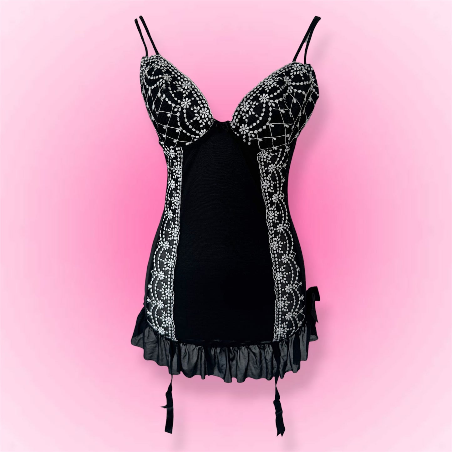 Black Lace Y2K Babydoll Corset (M)