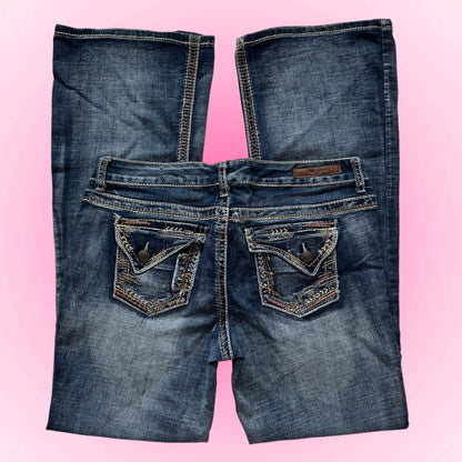 Blue Vintage Low-Rise Flared Jeans (S/M)