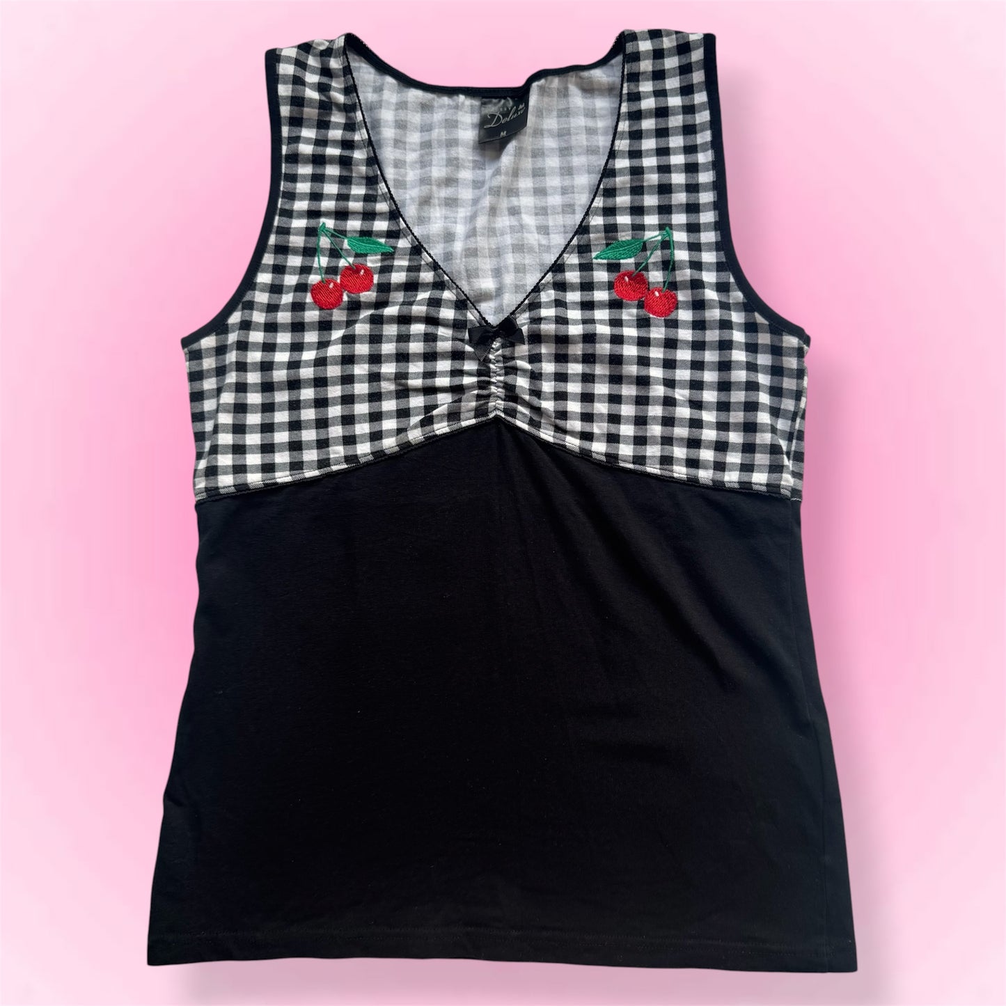Gingham Cherry Y2K Shirt (M)
