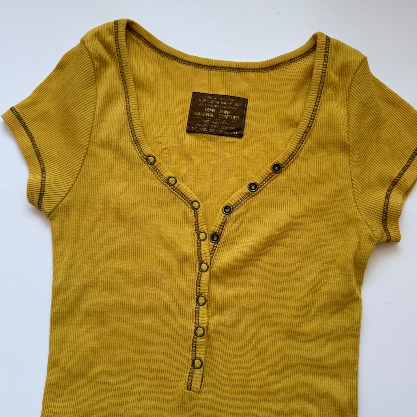 Yellow Henley Y2K Top (XS