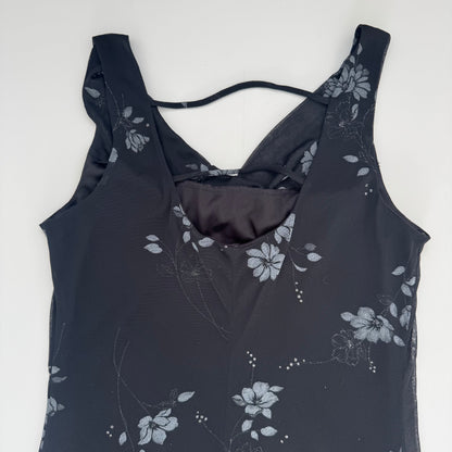 Black Y2K flower dress (L)