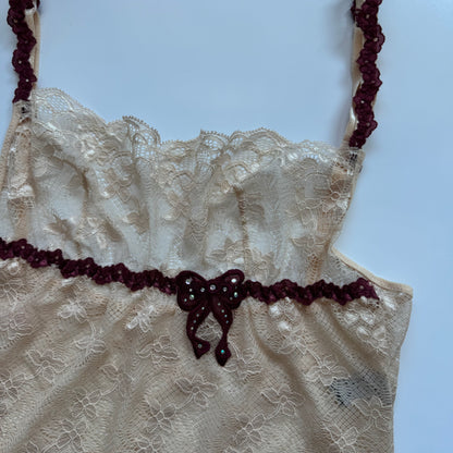 Cream coquette lace top (M)