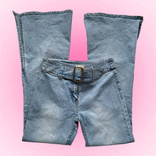 Flared Y2k belt jeans (S)