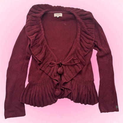 Burgundy Knit Cardigan (M)
