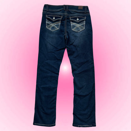 Dark Blue Embroidered Jeans (S/M)