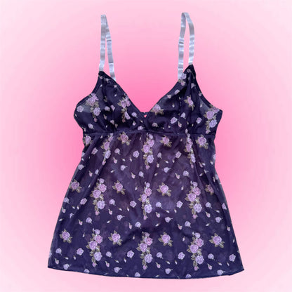 Purple Floral Babydoll Top (S)