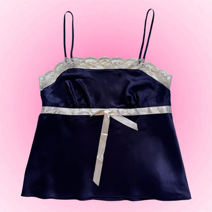Dark Blue Satin Y2K Top (S)