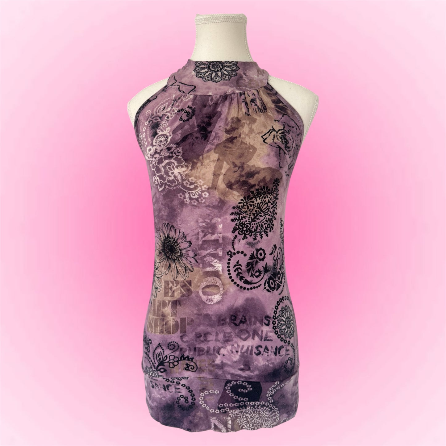 Purple Long Y2K Halter Top (S)