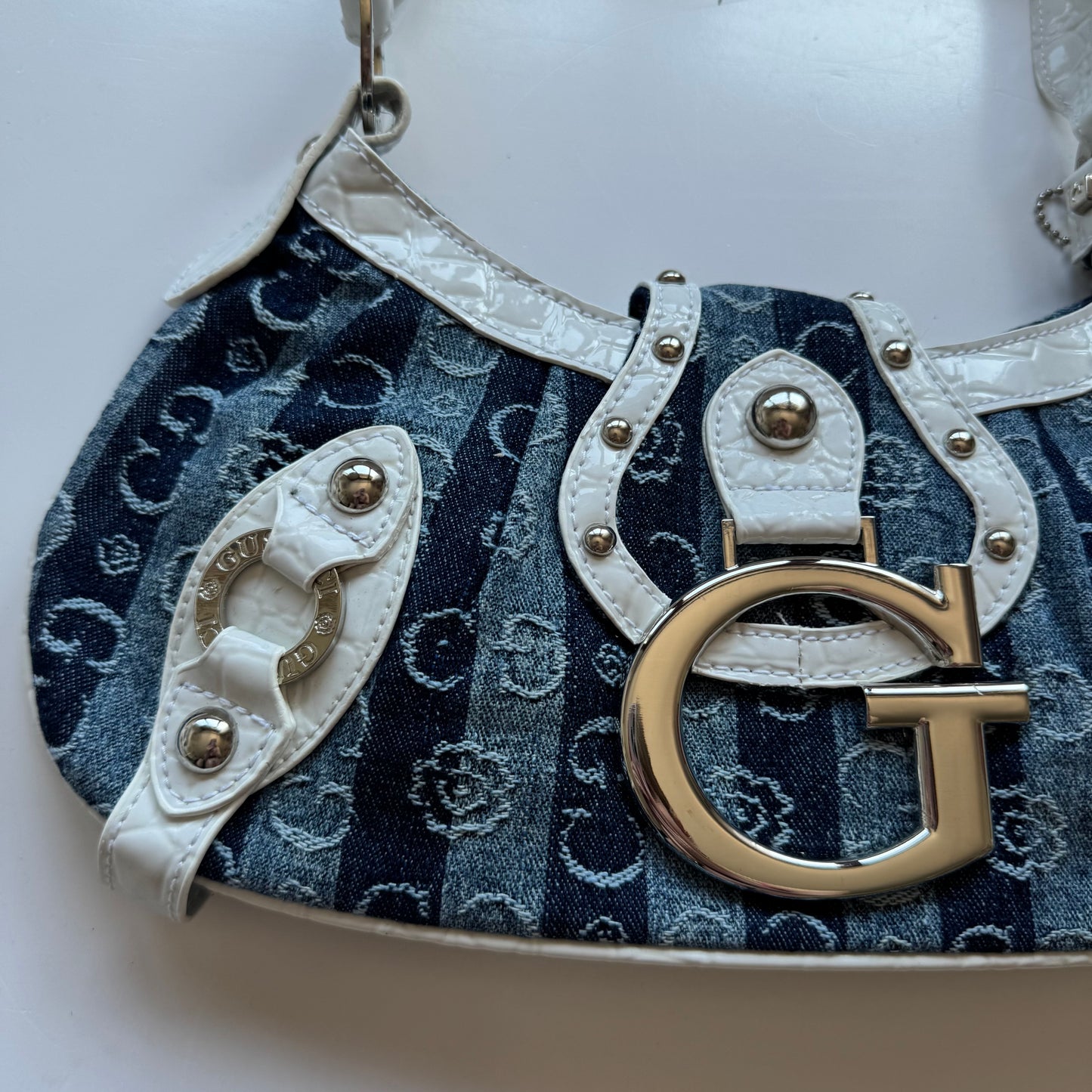 Gussaci Denim Monogram Shoulder Bag | New with tags