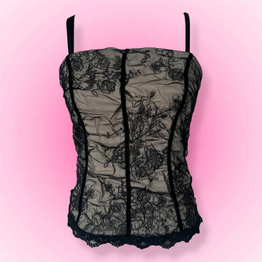 Black Lace Y2k Top (S/M)