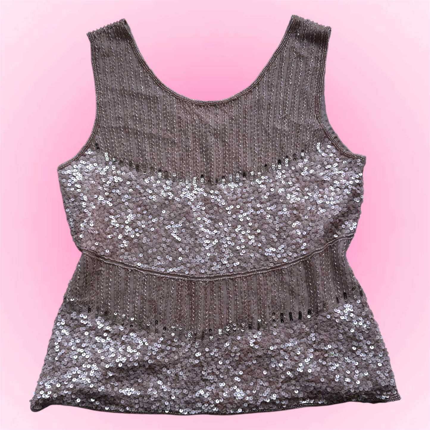 Pink Sequin Silk Top (M)