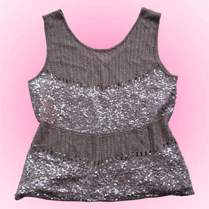 Pink Sequin Silk Top (M)