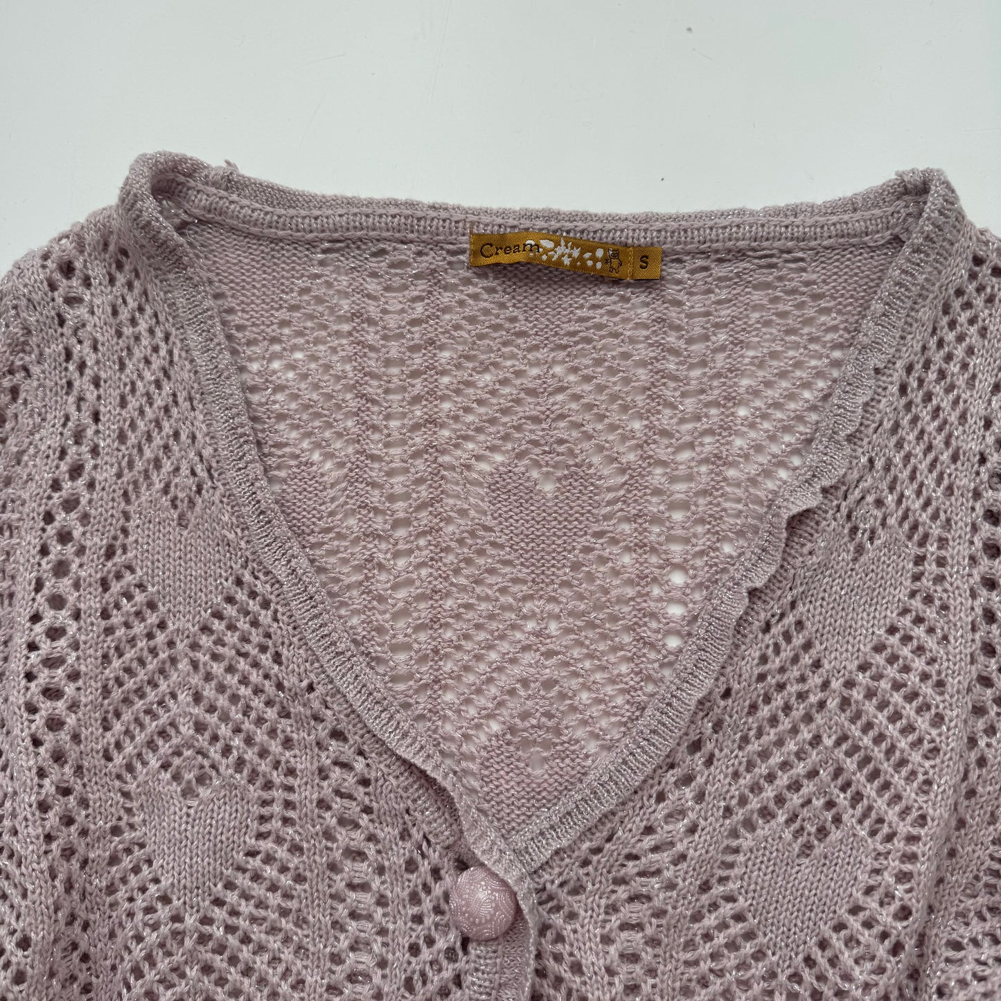 Pink Knit Heart Cardigan (S)