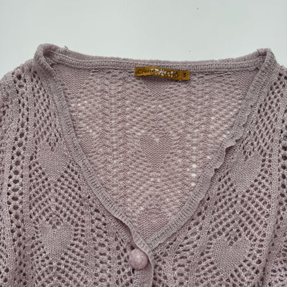 Pink Knit Heart Cardigan (S)