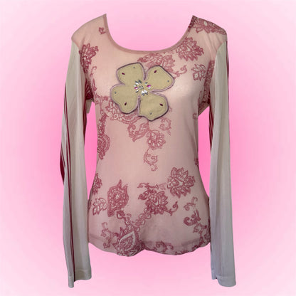 Pink Floral Fairycore Longsleeve (M)