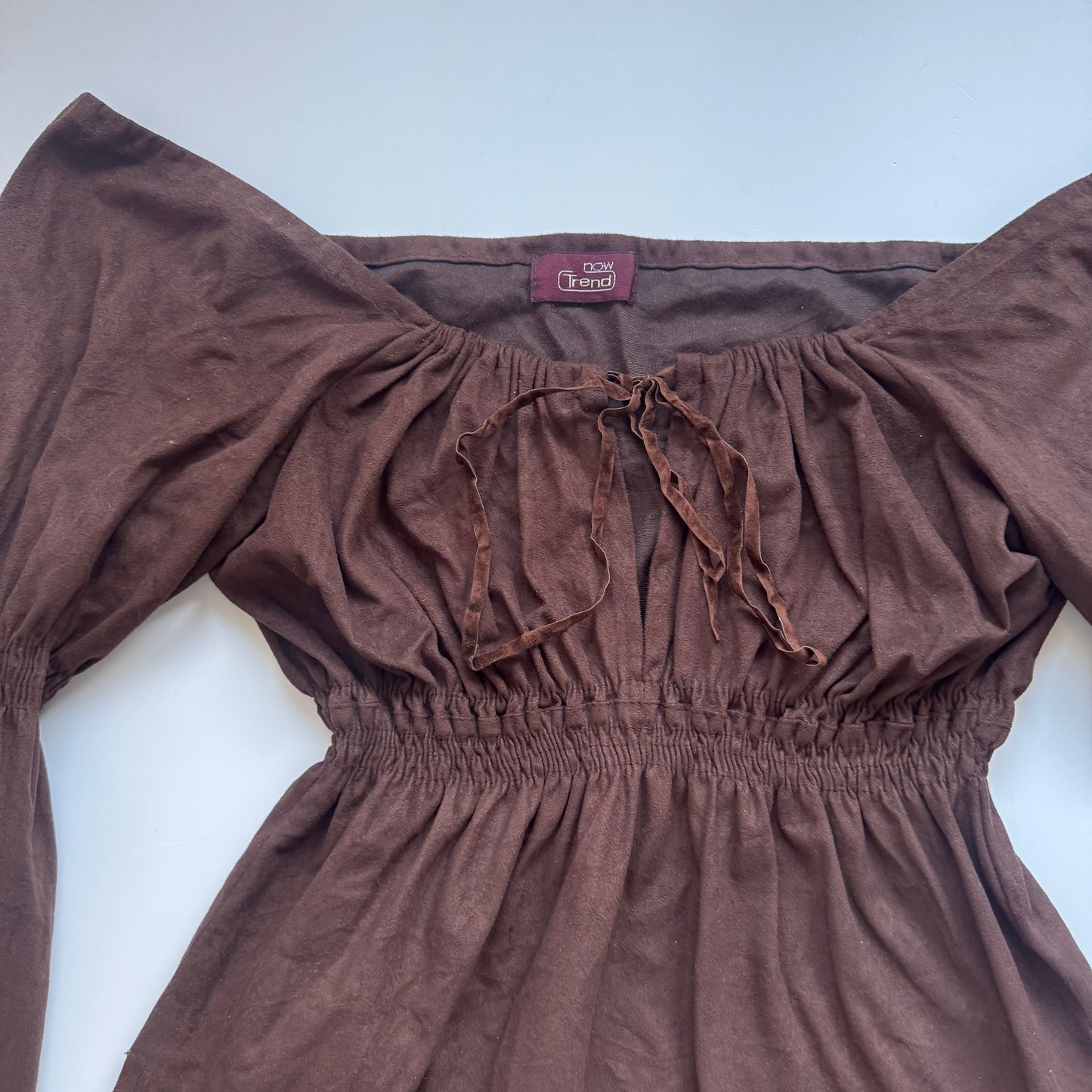 Brown Puff Sleeve Blouse (M)