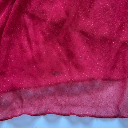 Red Glittery Halter Evening Dress (S)
