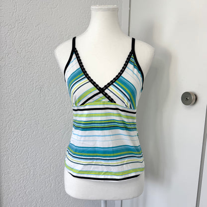 Blue Striped Halter Y2K Cami Top (S/M)