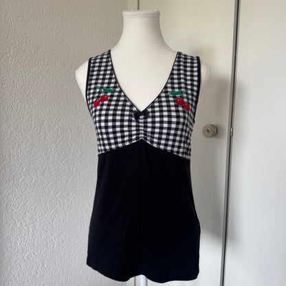 Gingham Cherry Y2K Shirt (M)