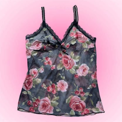Vintage Floral Mesh Cami Top (M)