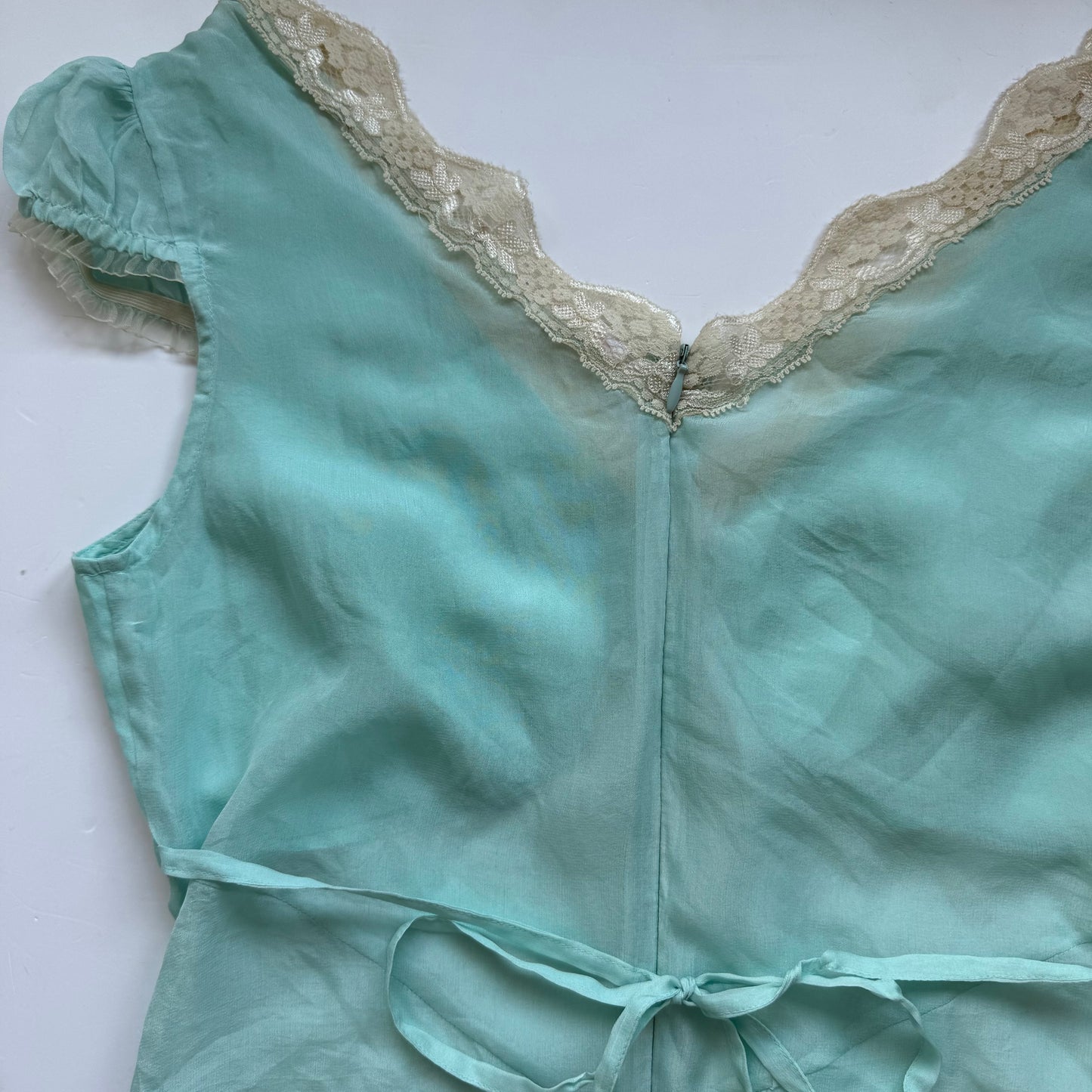 Mint Silk Lace Y2K Top (XS/S)