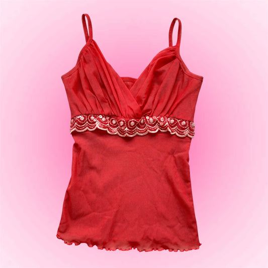 Vintage red mesh cami (XS)
