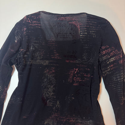 Black Sheer Graphic Longsleeve (M)