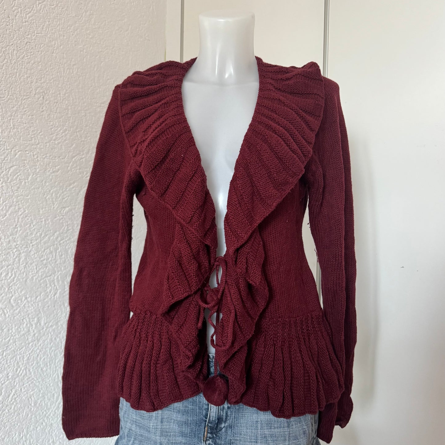 Burgundy Knit Cardigan (M)