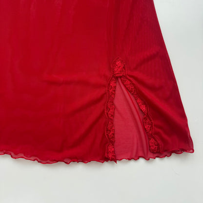 Red Sheer Lace Mini Dress (S)