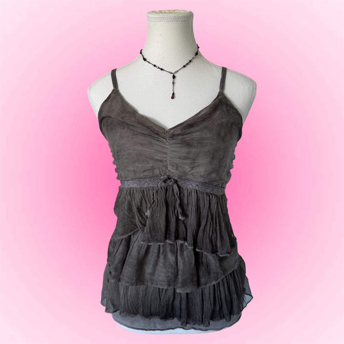 Vintage Tiered Ruffle Cami Top (XS/S)