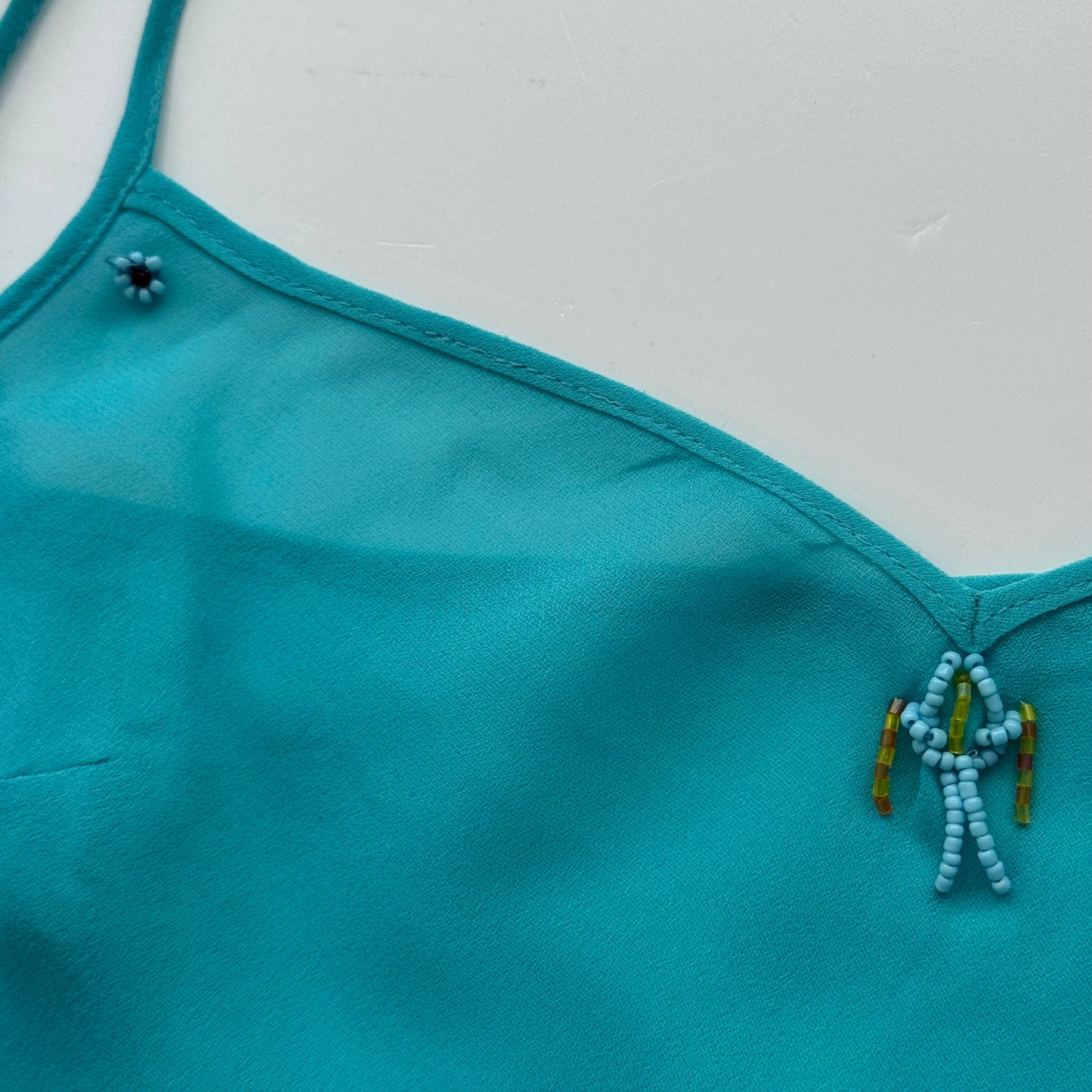 Turquoise Sheer Vintage Dress (M/L)