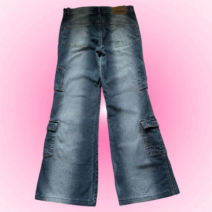 Y2K Wide Leg Cargo Jeans (S)