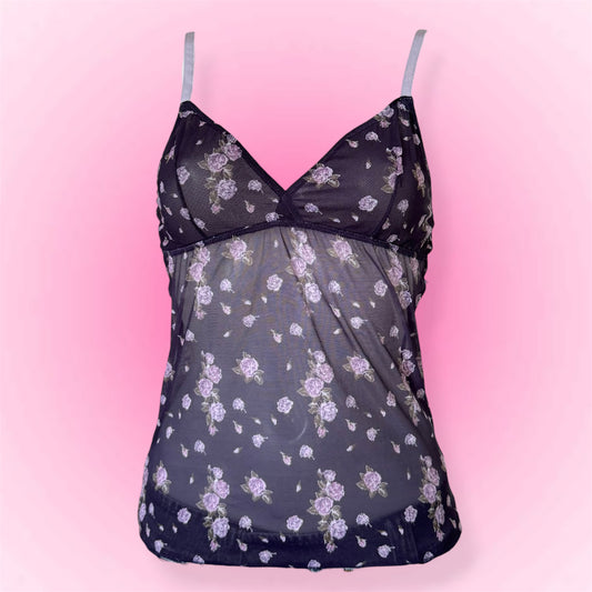 Purple Floral Babydoll Top (S)