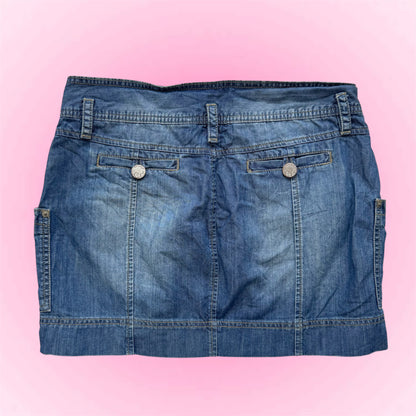 Blue denim mini skirt (S)