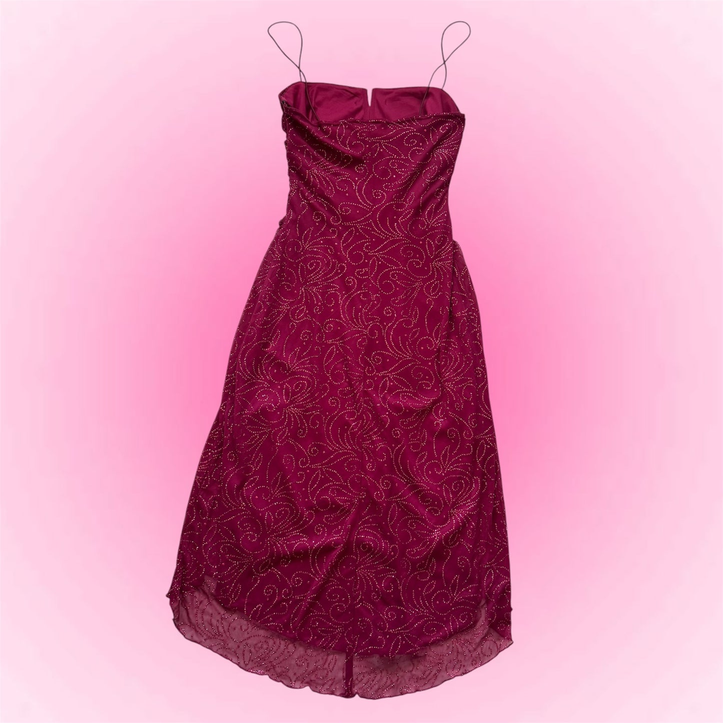 Vintage Pink Glittery Dress (XS)