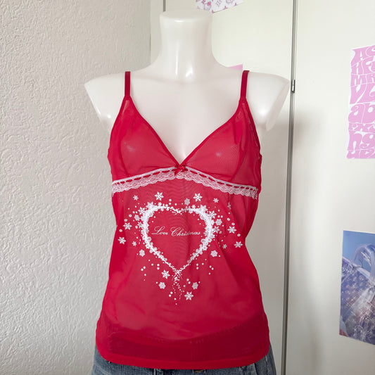 Red christmas cami top (M)