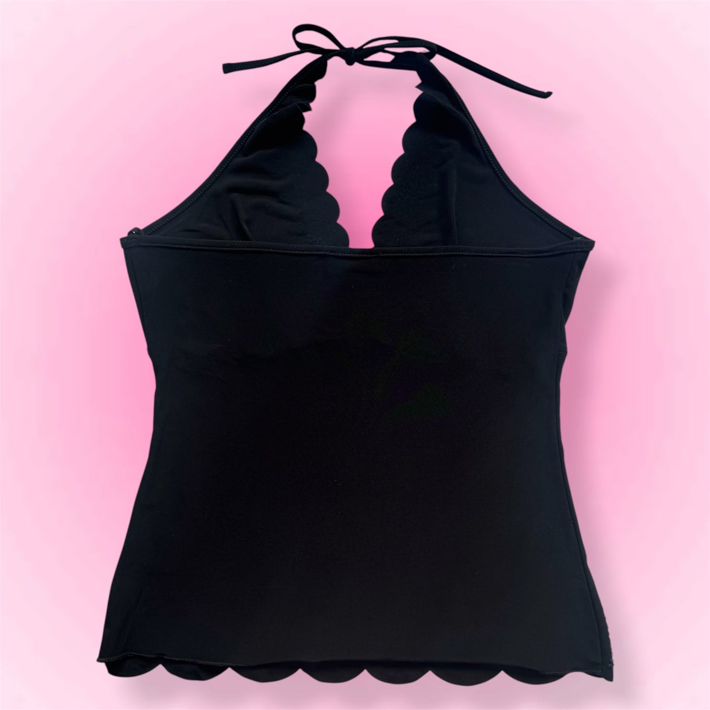 Black Beaded Y2K Halter Top (M)