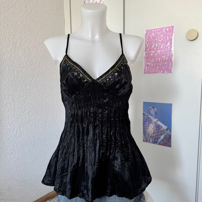 Black beaded top (M)