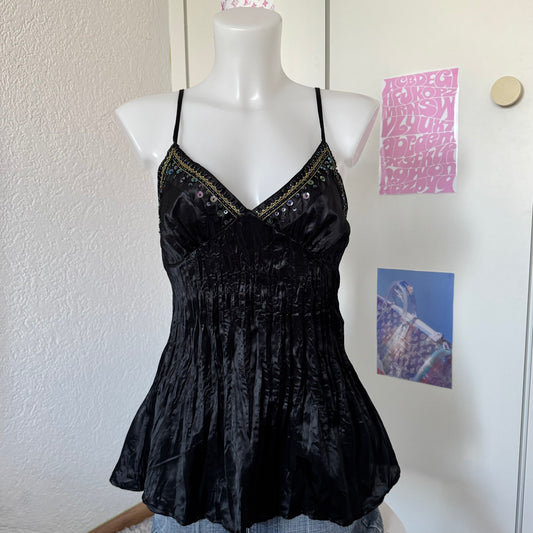 Black beaded top (M)