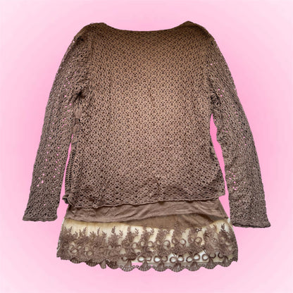 Vintage Crochet Knit Sweater (M)