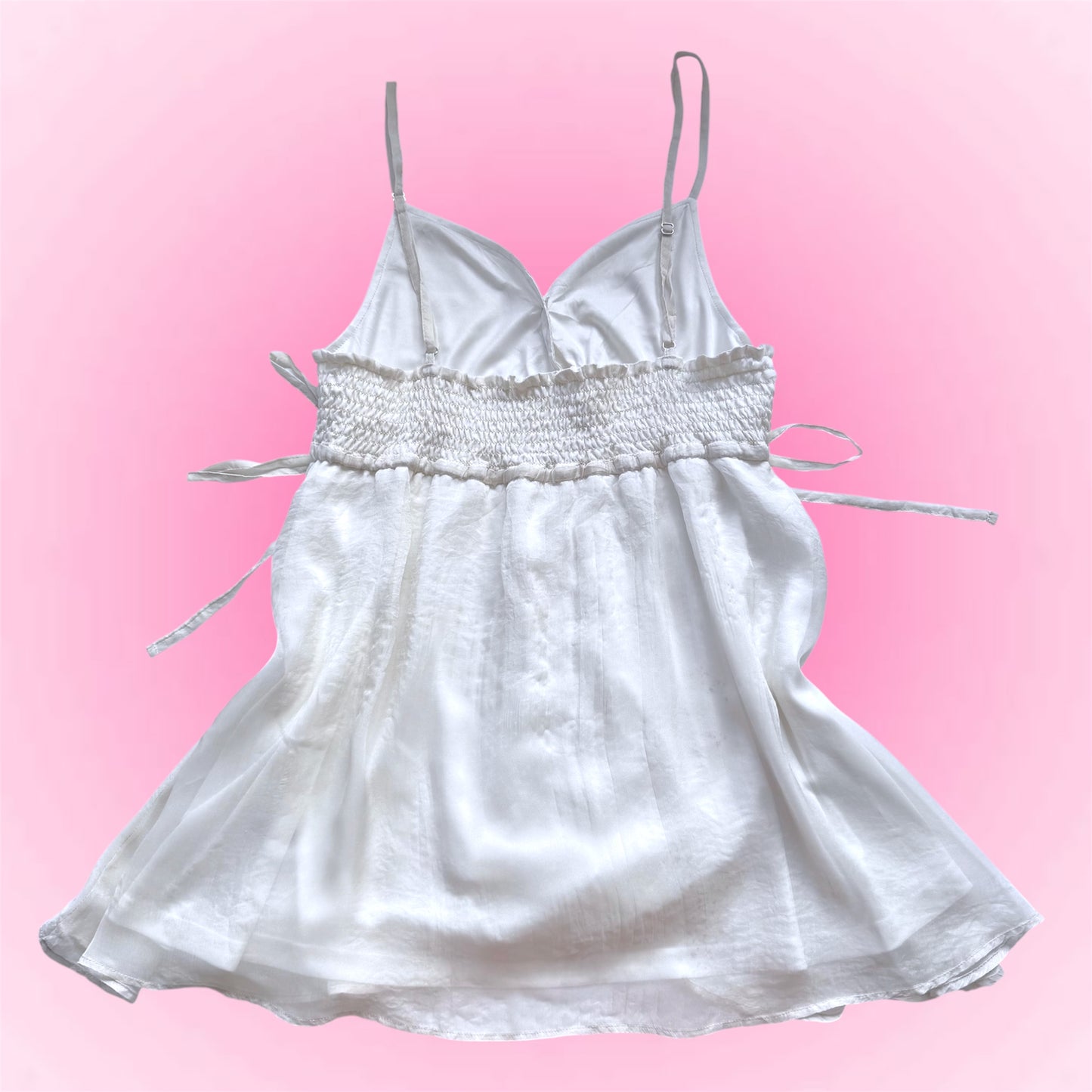 White Button Front Babydoll Cami (M)