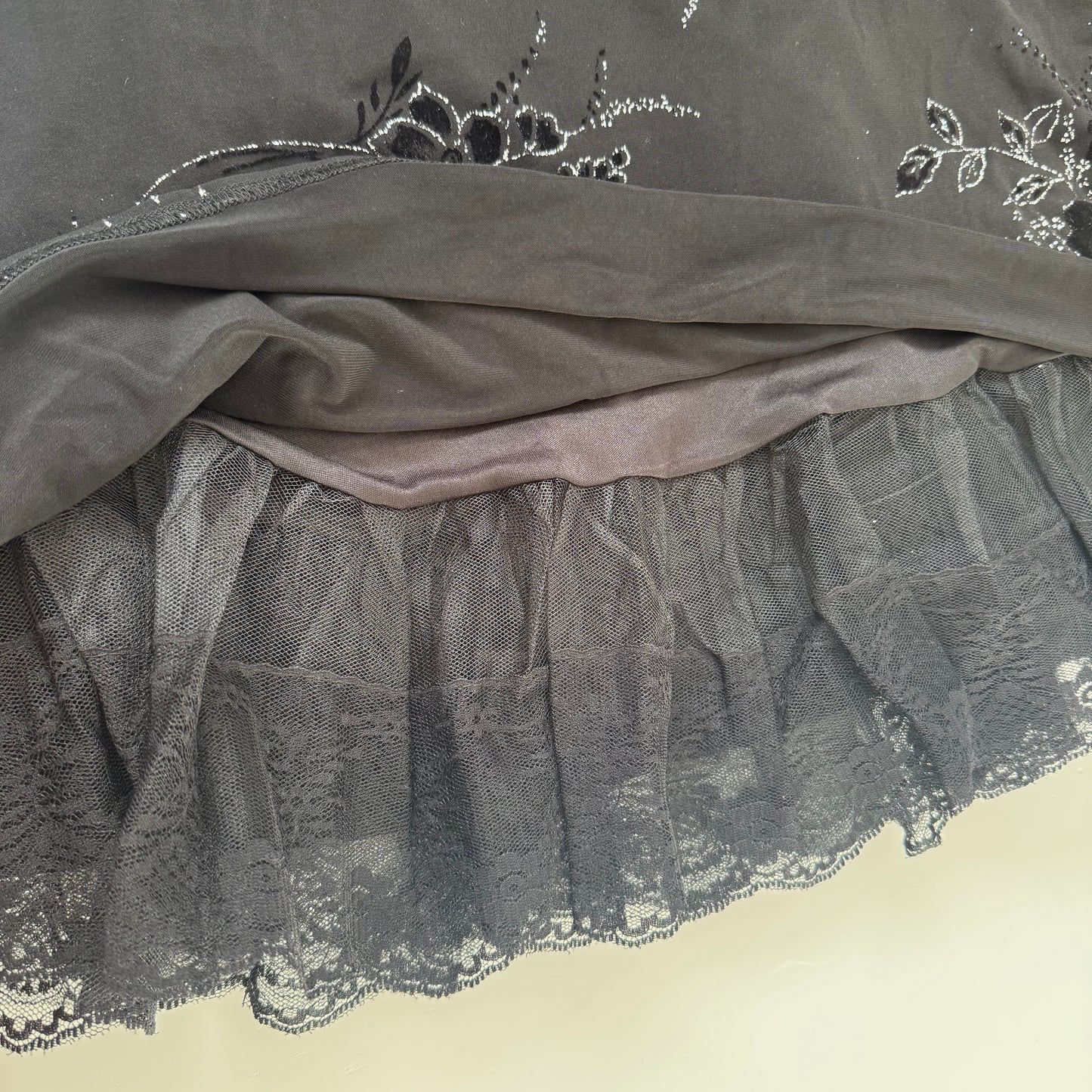 Cute black glittery flower dress (S)