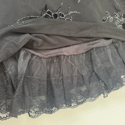 Cute black glittery flower dress (S)