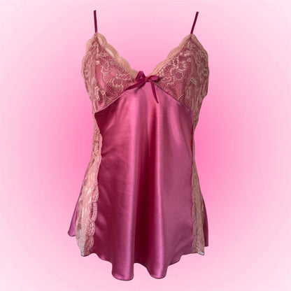 Pink Satin Lace Y2K Cami (M)